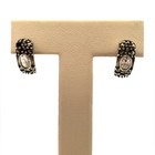 Estate Sterling Silver Marcasite Clear Quartz Hoop Earrings Pierced 5/8” 4.9g