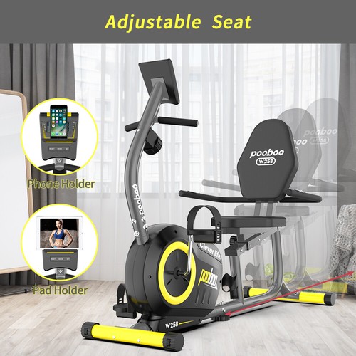 Indoor Magnetic Recumbent Exercise Bike Support Elliptical Exercise Machine New - Picture 9 of 12