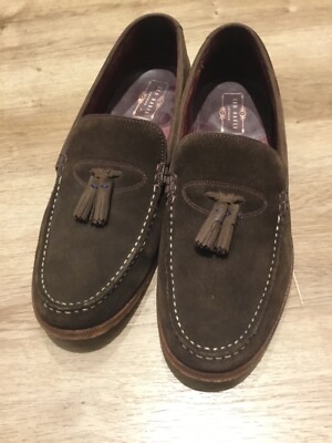 TED BAKER mens BROWN suede Dougge TASSEL slip on loafers  display picture 1