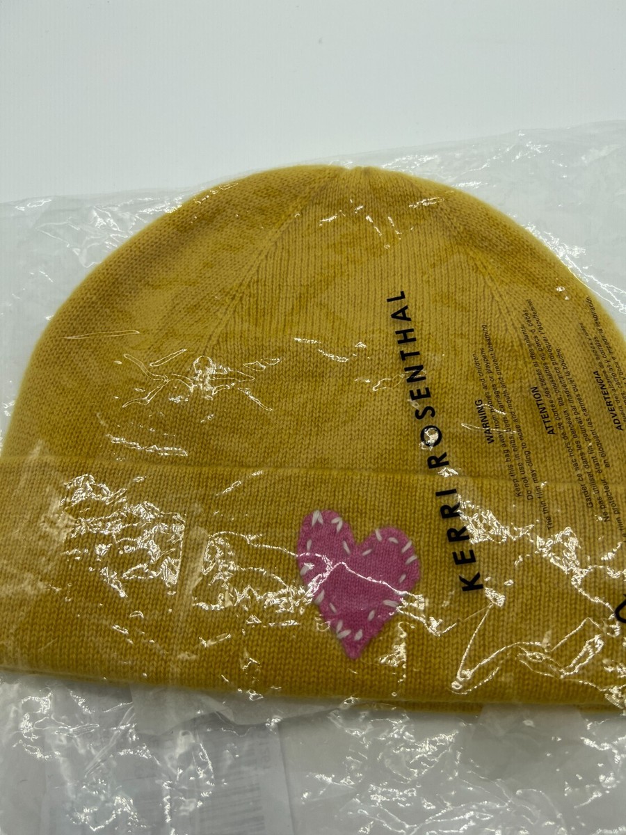NEW Kerri Rosenthal Yellow Gold Pink Stitched Heart Cashmere  display picture 2