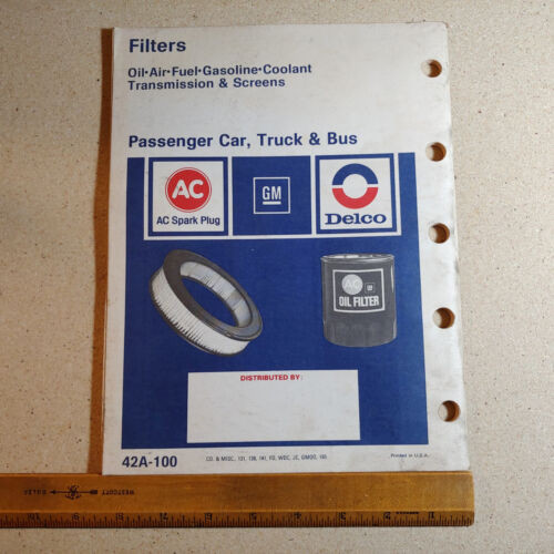 vintage 1981 auto parts catalog AC Motors Filters No 42A-100 - Picture 2 of 7