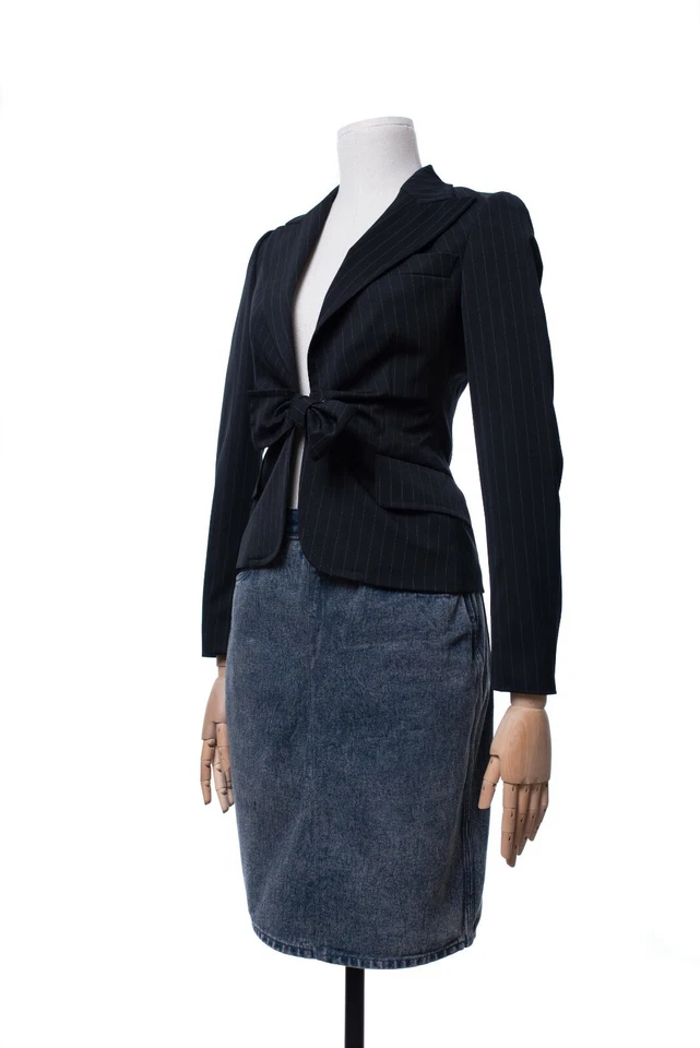 Mujer GUCCI Blazer Abrigo Chaqueta Lana Lana Lana Rayas Negro Talla 38 Foto 4 de 4