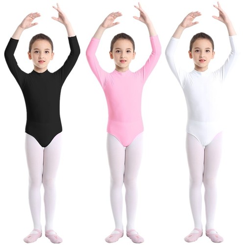 Kids Girls Leotard Workout Jumpsuit Class Bodysuit Performance Rompers Stage - Picture 2 of 36