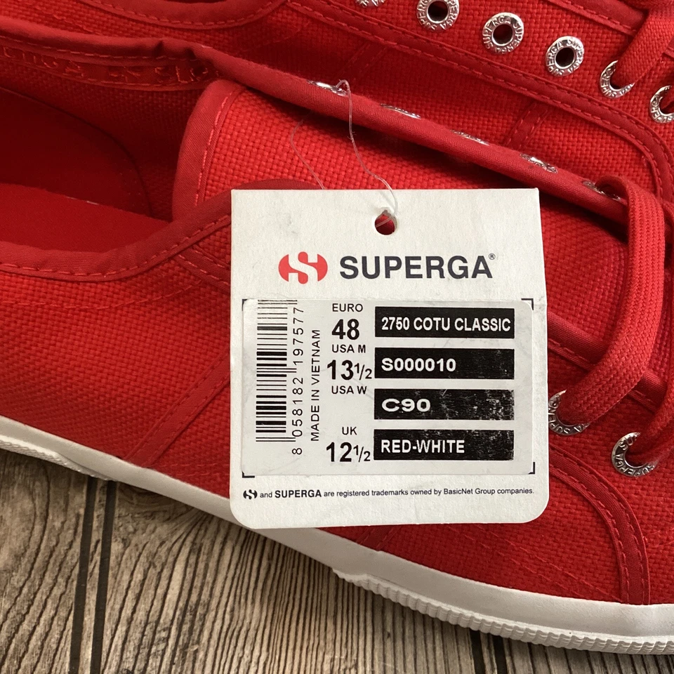 Superga Mens Red 2750 Cotu Classic Sneakers Classic Size 13.5 MSRP $90 NEW - Image 3 of 4