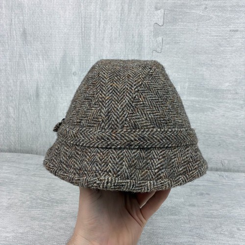 Harris Tweed Hand Woven Bucket Hat Cap Adult Wool Scotland Knit Houndstooth - Picture 2 of 7