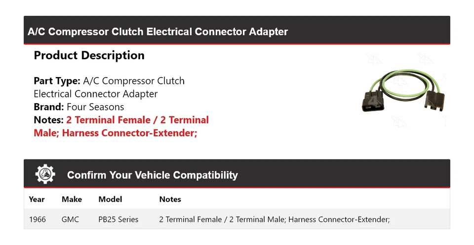 For 1966 GMC PB25 Series Harness Connector Adapter 4 Seasons - Image 2 of 4
