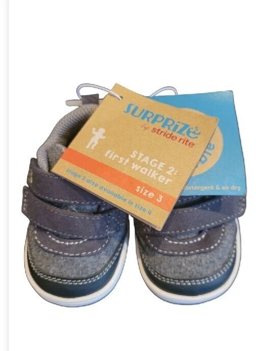 Surprize Stride Rite 男宝宝灰色运动鞋 STAGE 2 First Walker 尺码 3 — 第 2/4 张图片