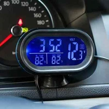 Car HUD Display Gauges Portable 3 In 1 Digital LCD Clock Temperature Voltmeter