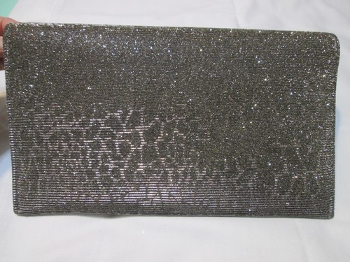 Ester & Lilly EVENING Clutch/BAG W/ chain strap- NWOT-SILVER GLITTER animal prin - Picture 9 of 10
