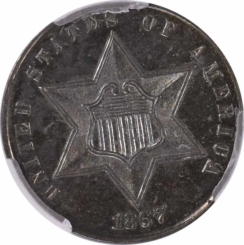 1867 Three Cent Silver PF64 CACG - Image 3 of 4