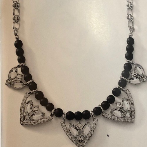 BN Retired Lia Sophia MAISON Silver Crystal Black Beaded Necklace NWT - Picture 4 of 6