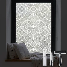  Bohemian Decor Stained Glass Window Film 17.7" x 78.7" (with tools) Pure White