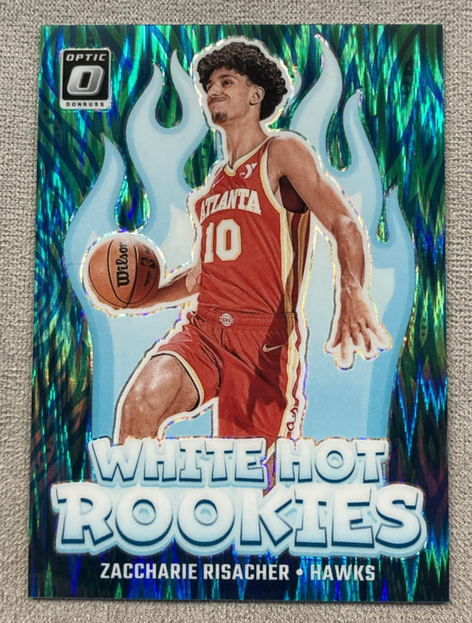 2024-25 Donruss Optic Zaccharie Risacher #4 White Hot Rookies Green Shock /149