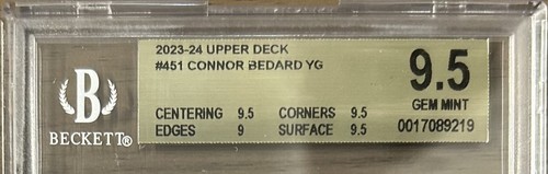2023 2023-24 Upper Deck Young Guns Rookie #451 Connor Bedard YG BGS 9.5 GEM MINT - Picture 2 of 8