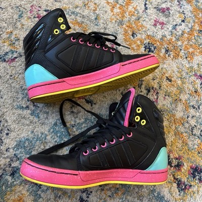 Adidas Adi High EXT sneaker black with pink and turquoise Mens 6.5