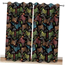 Gamer Gaming Gamepad Blackout Curtains Kids Boys 42"W x 63"L Pack of 2 Gamer2