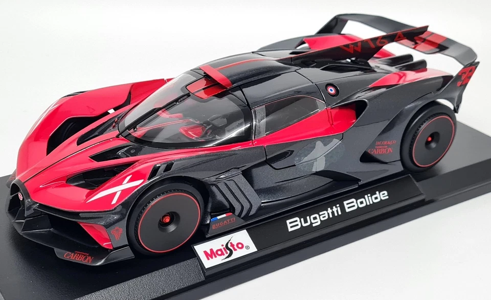 Maisto 1/18 Bugatti Bolide Red Black Supercar Diecast Scale Model Car - Image 4 of 4