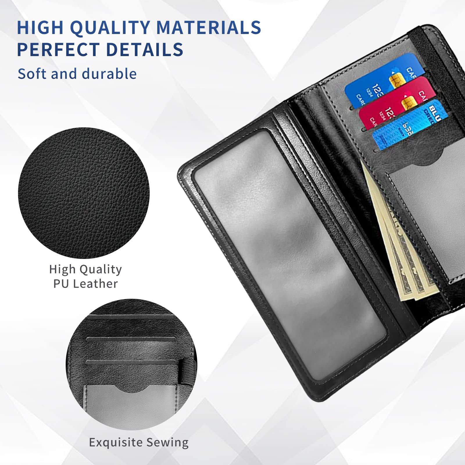 как выглядит Checkbook Cover PU Leather Standard Duplicate Register Check Card Book Holder... фото