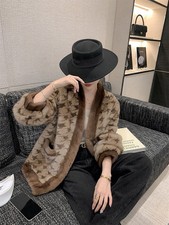 Cappotto donna pelliccia visone imitazione velluto scollo a V, cappotto visone finto casual invernale