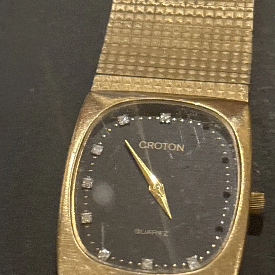Reloj de cuarzo Croton dorado de colección para hombre piezas reparación restauración como está Foto 3 de 4