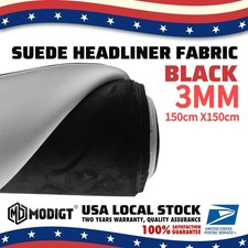 60"x60" Black Suede Headliner Fabric Foam Back Roof Repair Upholstery Material