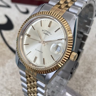 Drehpendeluhr Herren Vintage Swiss Made Quarz President Champagner Zifferblatt 34mm Gehäuse