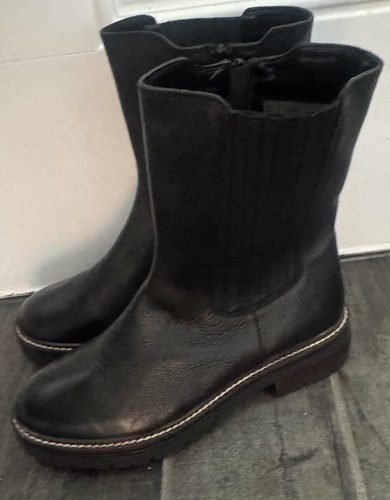 NEW Seychelles Cover Me Up Mid Calf Black LEATHER Chunky Heel lug Boots Boot 7 - Bild 3 von 5