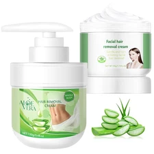 Facial Depilatory Cream and Body Hair Removal for Women, Aloe Vera... 
