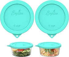 Sophico 4 Cup Round Silicone Storage Cover Lids Replacement for Anchor Hocking