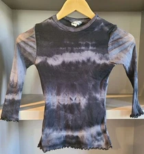 Bebe Sexy Black Gray *Mesh*  Small Long Sleeve Top Stretch Festival Y2K 