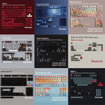 PBT Keycaps Deutsch QWERTZ ISO Tastenkappen Set Keycap MX Cherry MOA XDA Dye Sub