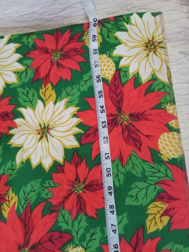 Vintage Fabric Table Runner Christmas Red White Poinsettia 28"60" Springs Mills - Picture 5 of 8