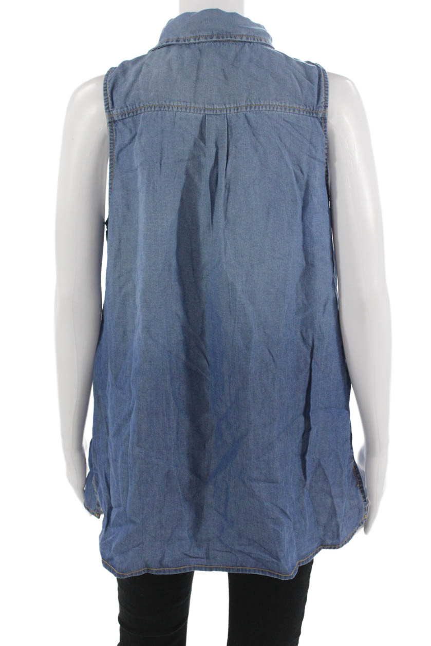 Splendid Women Basic Silk Button-Up Collared Slee… - image 3