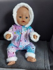 Baby Born 43cm Puppen Kleidung Winter Samt Sterne Anzug Jacke + Hose 2tlg Set B