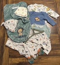 new born baby boy clothe 6pc bundle with receiving blanket