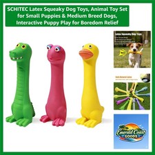 Latex Squeaky Dog Toy Set: Fun Safe Play for Small Puppies, 3 Unique Animals