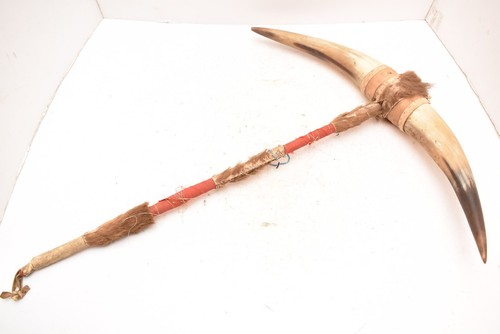 Vtg Native American Ceremonial Double-Horn Ghost Dance War Club Antique 21"