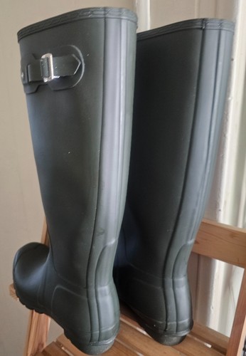 Hunter Womens Green Rubber Rain BOOTS Original Tall 10 Med Wft1000rma - Picture 4 of 5