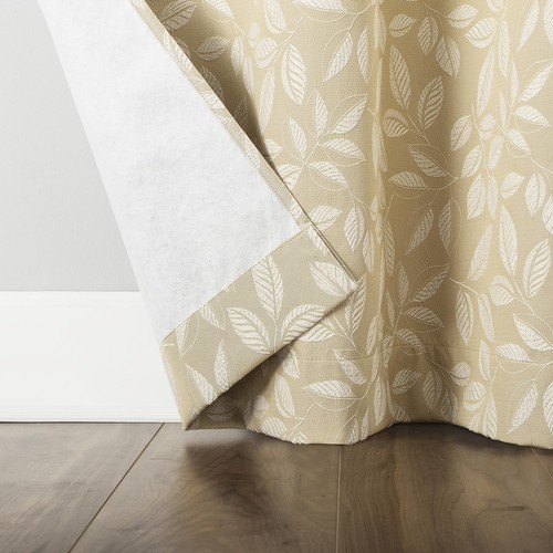 Satti Pannello Tenda Occhiello Oscurante Foglia Ricamata 100%, 40" x 96", Oro - Foto 4 di 7