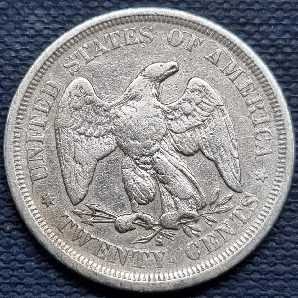 1875 S Twenty Cent Piece 20c Silver Type Coin RARE High Grade AU #96561 - Image 2 of 2