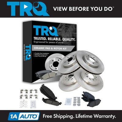 TRQ Posi Ceramic Brake Pad & Rotor Set Front & Rear Kit for Flex Taurus MKS