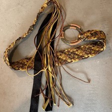 Vintage Braided Belt Stretch Rope M/L 80  s 90  s Boho Mod Chunky Brass