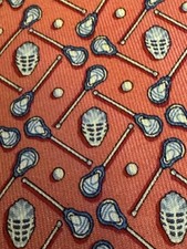 Vineyard Vines Boys 100 Silk Tie LAX Lacrosse Sticks Pink With Blue EUC