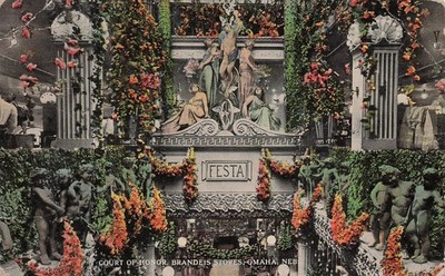 Omaha Nebraska Brandeis Stores Court of Honor Interior Advertising Postcard J40
