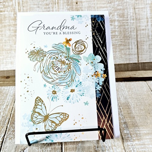 Hallmark Mother's Day Greeting Card 5x7 For Grandma Blue Gold Floral Butterflies