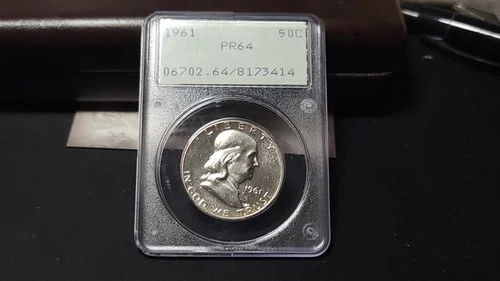 1961 Franklin Half Dollar 50C Proof 64 PCGS Rattler Holder