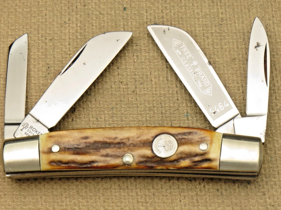 BOKER Solingen 5464 Medium Congress años 70 vintage - asas de ciervo - bonito sin usar Foto 2 de 4