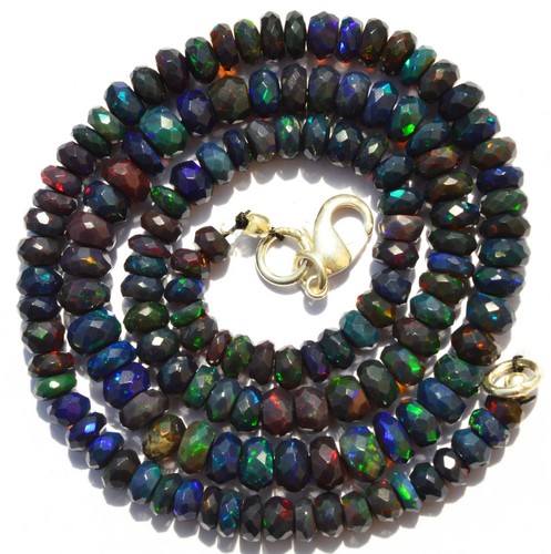 Pulsera hecha a mano con cuentas de ópalo negro etíope | regalo de joyería... - Imagen 5 de 7