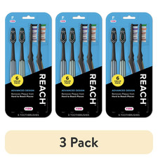 Reach Advanced Toothbrush Firm 18 Count Angled Neck Assorted Colors 3 Pack
