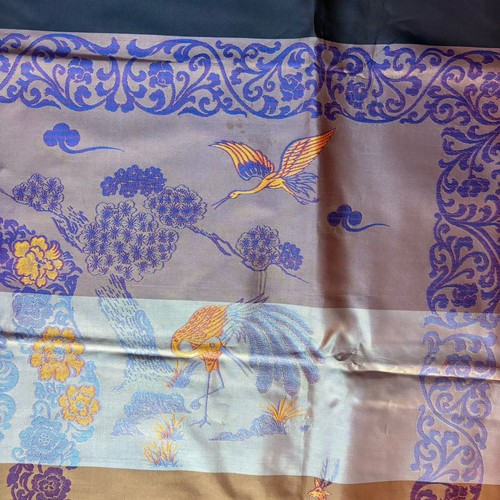 Vintage asiatischer großer Stoff Panel gewebter Brokat Wandteppich koreanische rote Vögel 59x82 - Bild 17 von 17